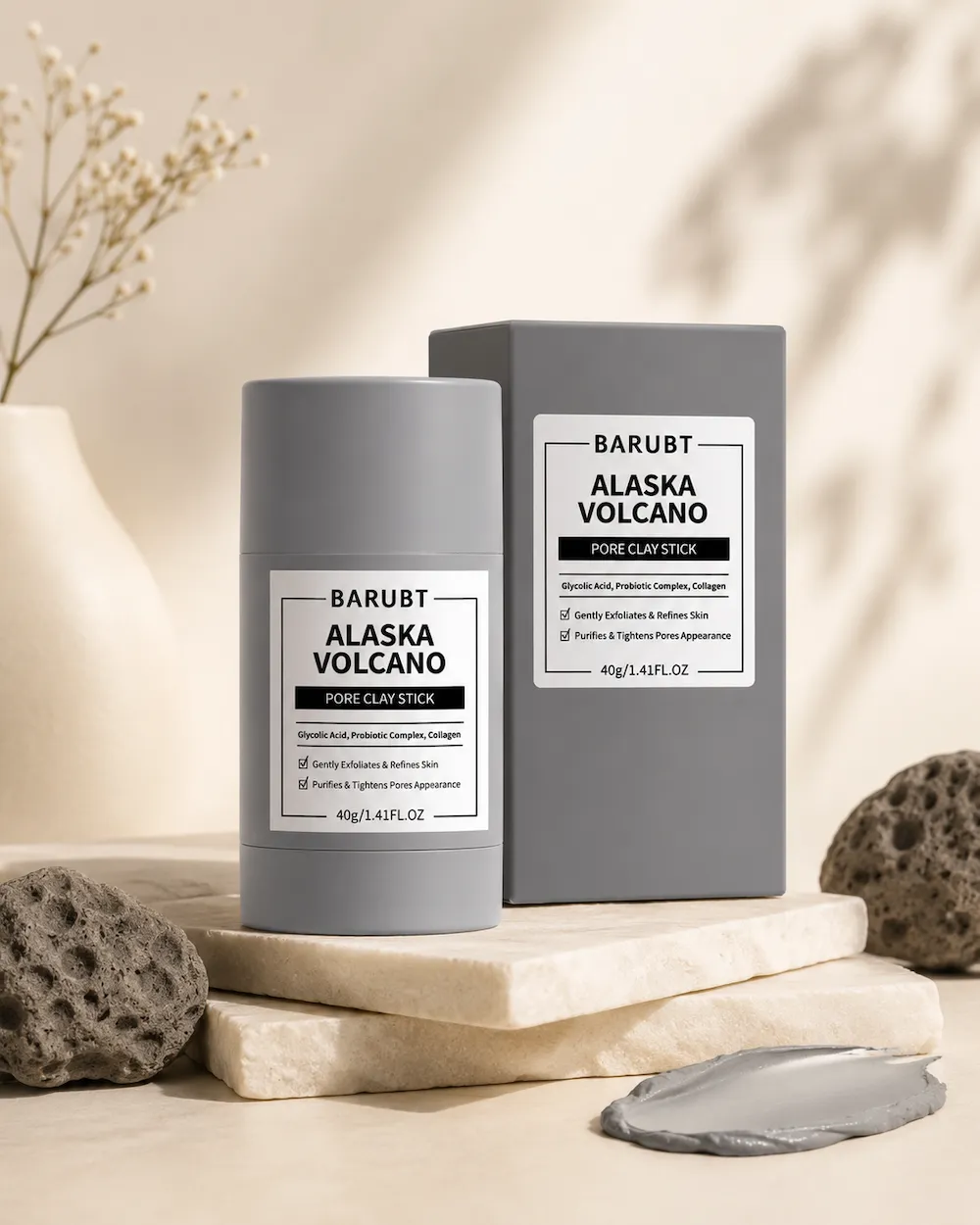 Barubt Alaska Volcano Pore Clay Stick available from VolcaNova Skin