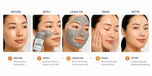 Barubt Alaska Volcano Pore Clay Stick skincare routine steps